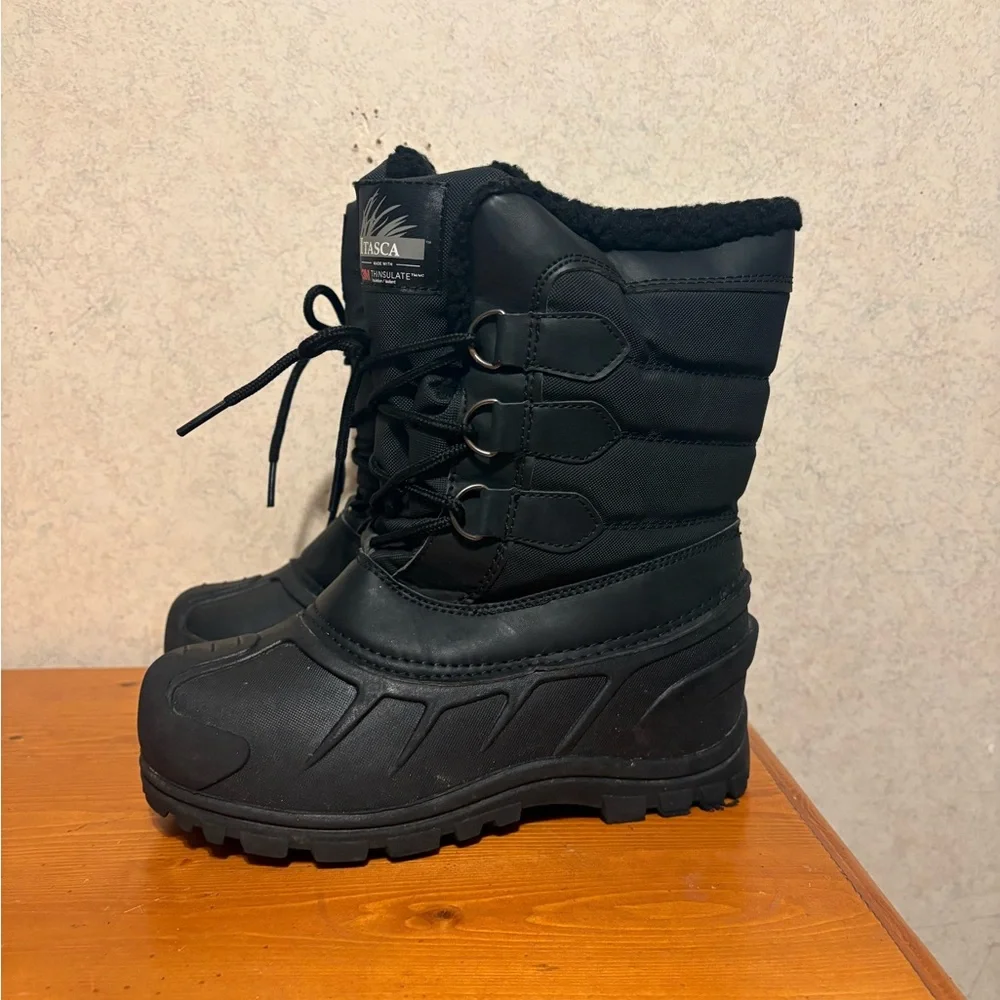 Itasca Black Winter Boots Waterproof Snow Boot with Thinsulate Kids Size 3